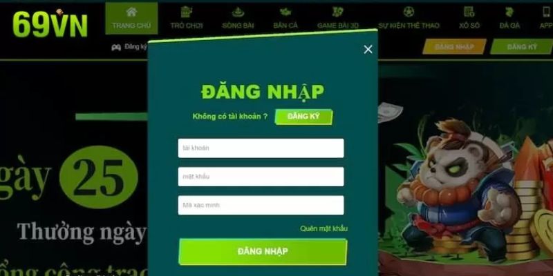 Các bước đăng nhập 69VN đơn giản Các bước đăng nhập 69VN đơn giản